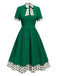 [Pre-Sale] Green 1950s Tie Neck Polka Dots Dress