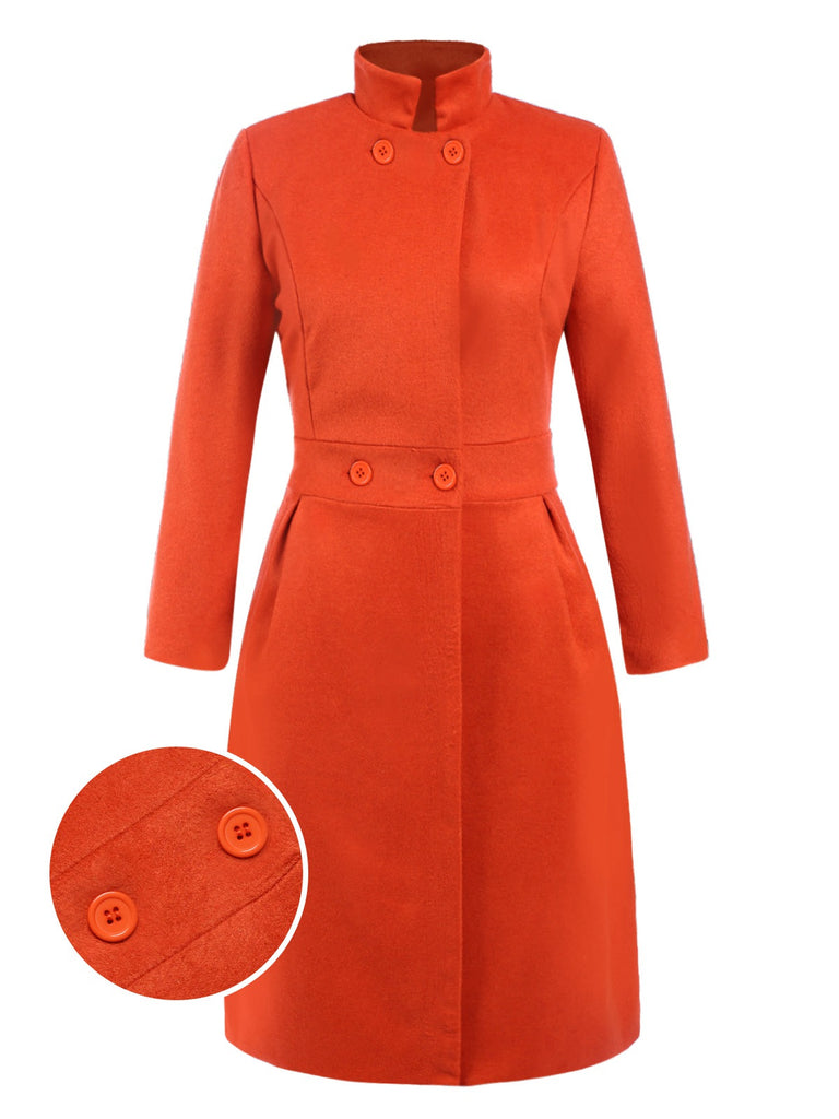 [Pre-Sale] Orange 1960s Solid Three-Quarter Sleeves Coat