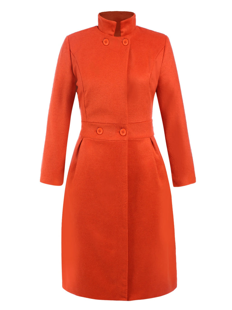 [Pre-Sale] Orange 1960s Solid Three-Quarter Sleeves Coat