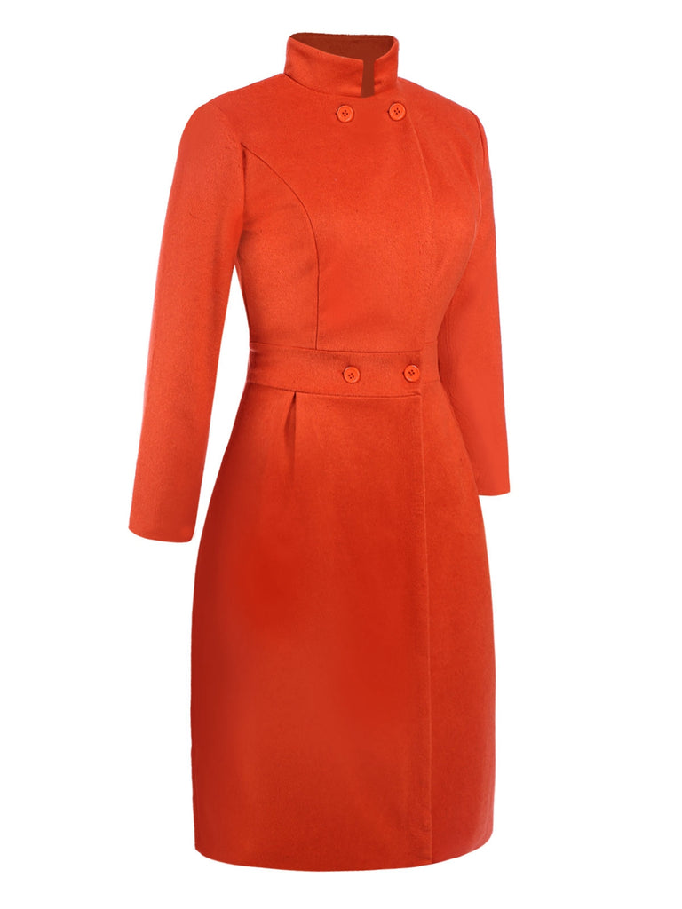 [Pre-Sale] Orange 1960s Solid Three-Quarter Sleeves Coat