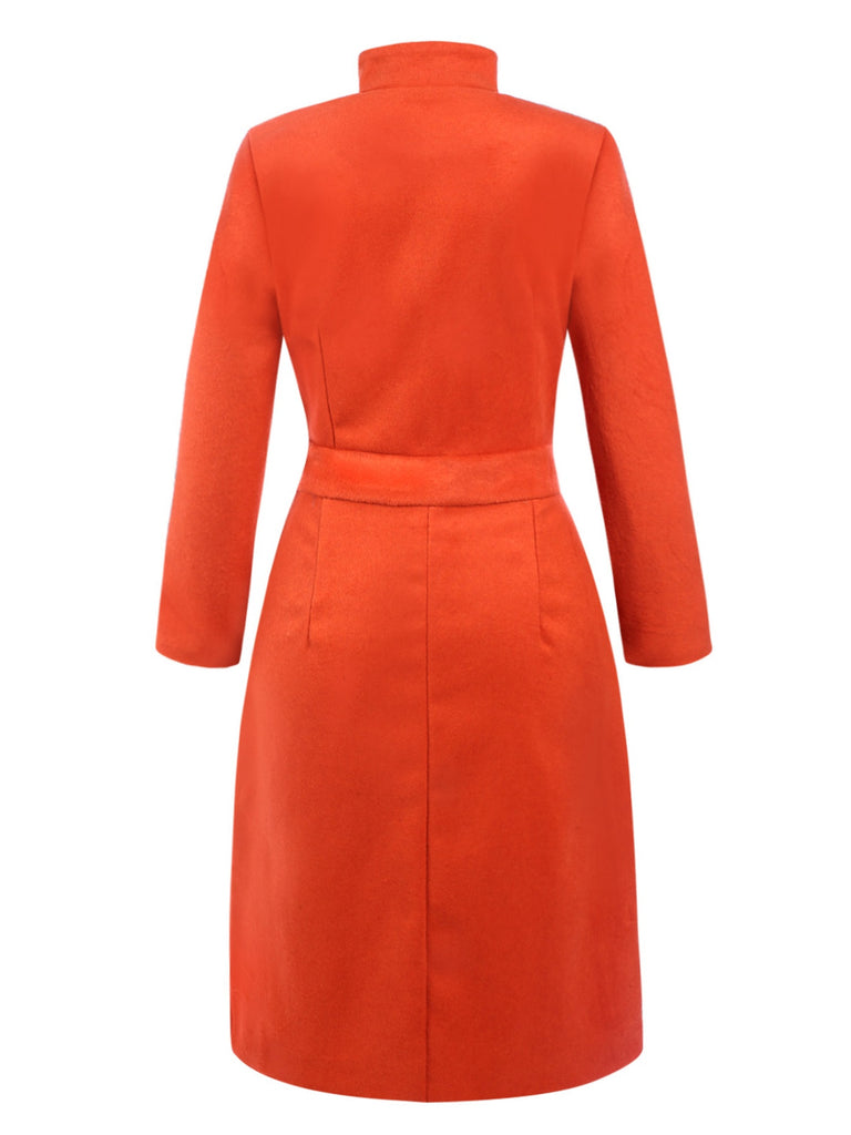 [Pre-Sale] Orange 1960s Solid Three-Quarter Sleeves Coat