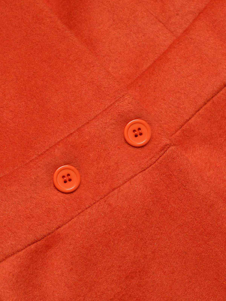 [Pre-Sale] Orange 1960s Solid Three-Quarter Sleeves Coat