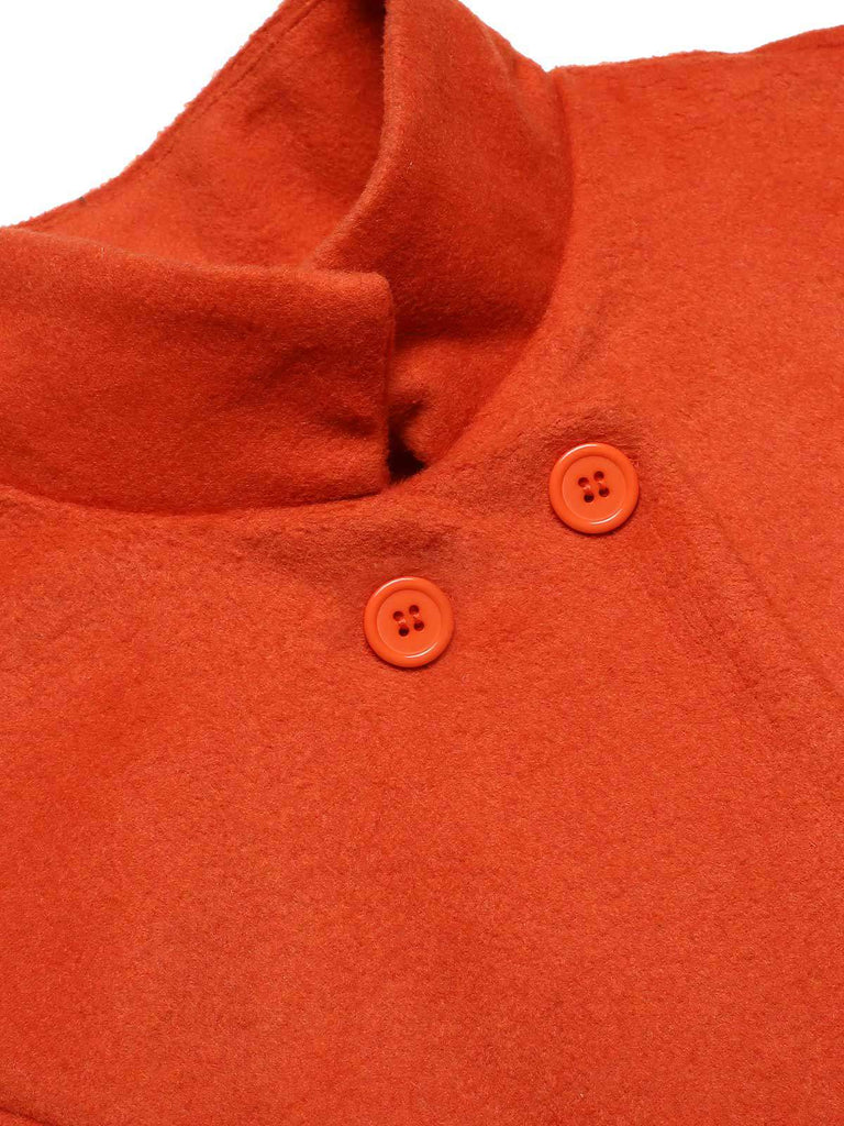 [Pre-Sale] Orange 1960s Solid Three-Quarter Sleeves Coat