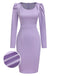 [Pre-Sale] Lavender 1960s Gigot Sleeves Solid Satin Dress