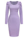 [Pre-Sale] Lavender 1960s Gigot Sleeves Solid Satin Dress