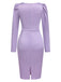 [Pre-Sale] Lavender 1960s Gigot Sleeves Solid Satin Dress