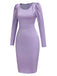 [Pre-Sale] Lavender 1960s Gigot Sleeves Solid Satin Dress