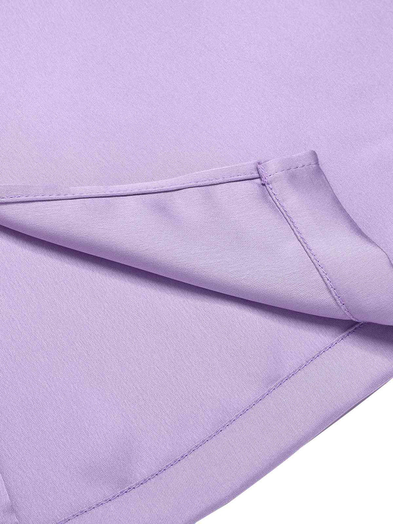 [Pre-Sale] Lavender 1960s Gigot Sleeves Solid Satin Dress