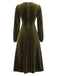 Green 1940s Velvet Petal Collar Dress