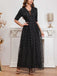 Black 1950s V-Neck Sequined Mesh Dress