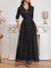 Black 1950s V-Neck Sequined Mesh Dress