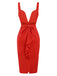 Red 1960s Ruffled Open Back Suspender Dress