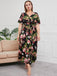 [Plus Size] 1940s Surplice V-Neck Belted Floral Dress