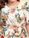 [Plus Size] 1940s Surplice V-Neck Belted Floral Dress