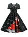 Black 1950s Santa Claus Lace Patchwork Dress