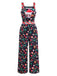 1940s Christmas Cat Spaghetti Strap Velvet Jumpsuit