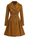 1940s Notched Collar Double-Breasted Dress Coat