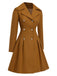 1940s Notched Collar Double-Breasted Dress Coat