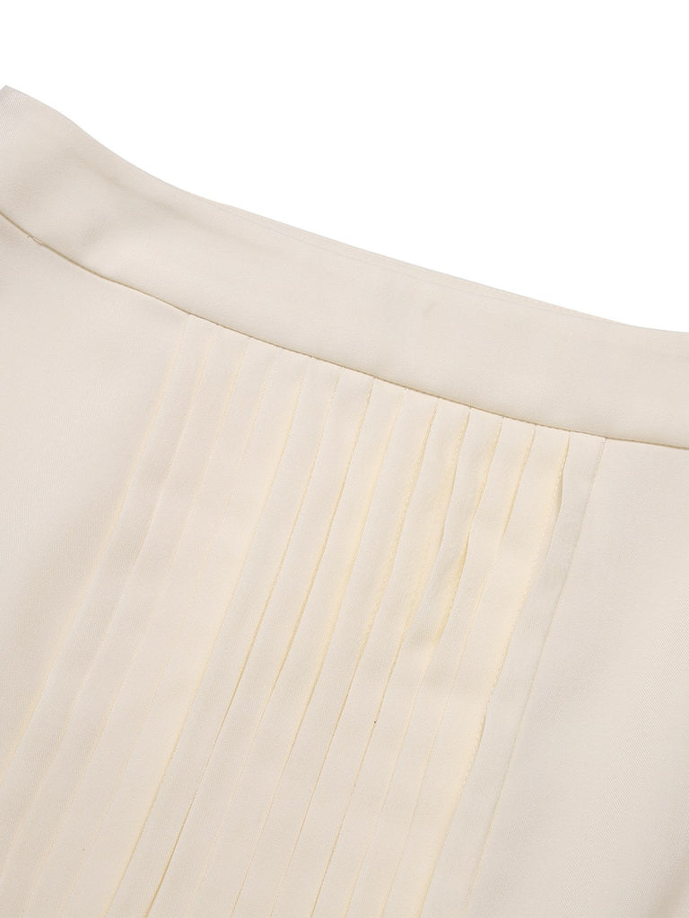 [Pre-Sale] Creamy White 1940s Solid Pleated Skirt