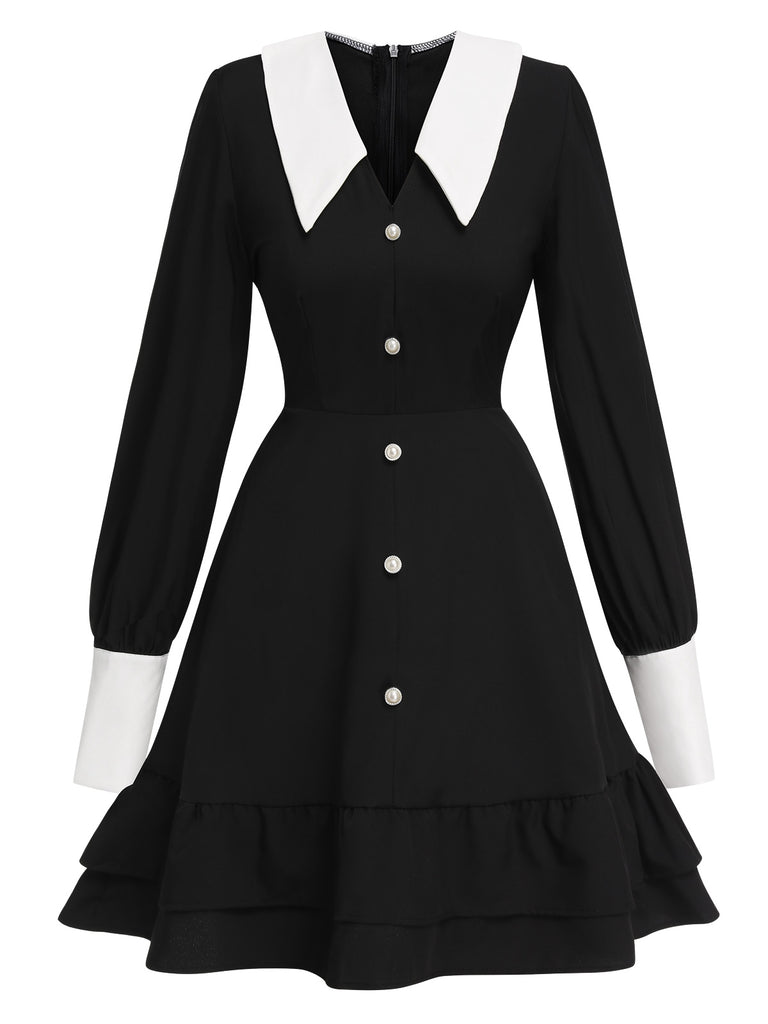 Black & White 1960s Doll Collar Skater Dress