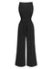 1970s V-Neck Tie-Front Solid Jumpsuit