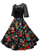 Black 1950s Christmas Stocking Lace Patchwork Dress