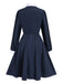 [Pre-Sale] Blue 1940s Lapel Satin Lace-Up Dress