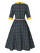 [Pre-Sale] 1950s Lapel Tartan Plaid Colorblock Dress