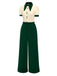 2PCS 1950s Lapel Button Blouse & High Waist Pants