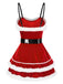 1960s Plush Trim Santa Claus Cosplay Straps Dress