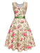 [Pre-Sale] Multicolor 1950s Rose Pictorial Belted Dress