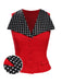 [Pre-Sale] Red 1960s Lapel Polka Dots Patchwork Top