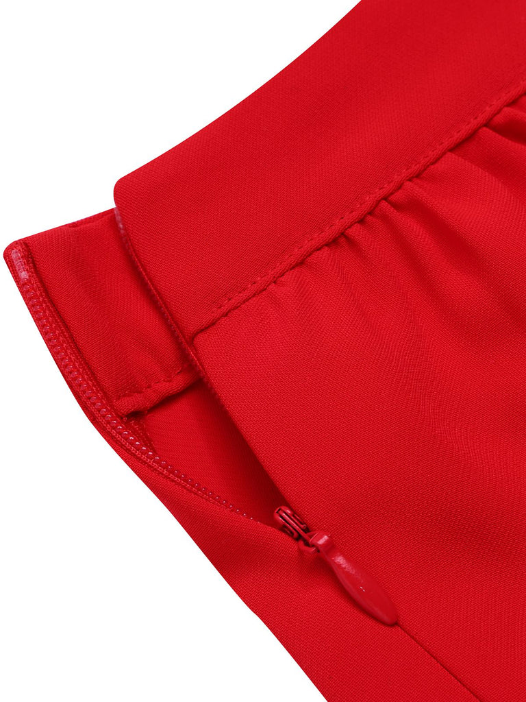 [Pre-Sale] Red 1960s Solid Pleated Pencil Skirt