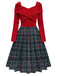 [Pre-Sale] Red 1950s Tartan Plaids Patchwork Pleated Dress