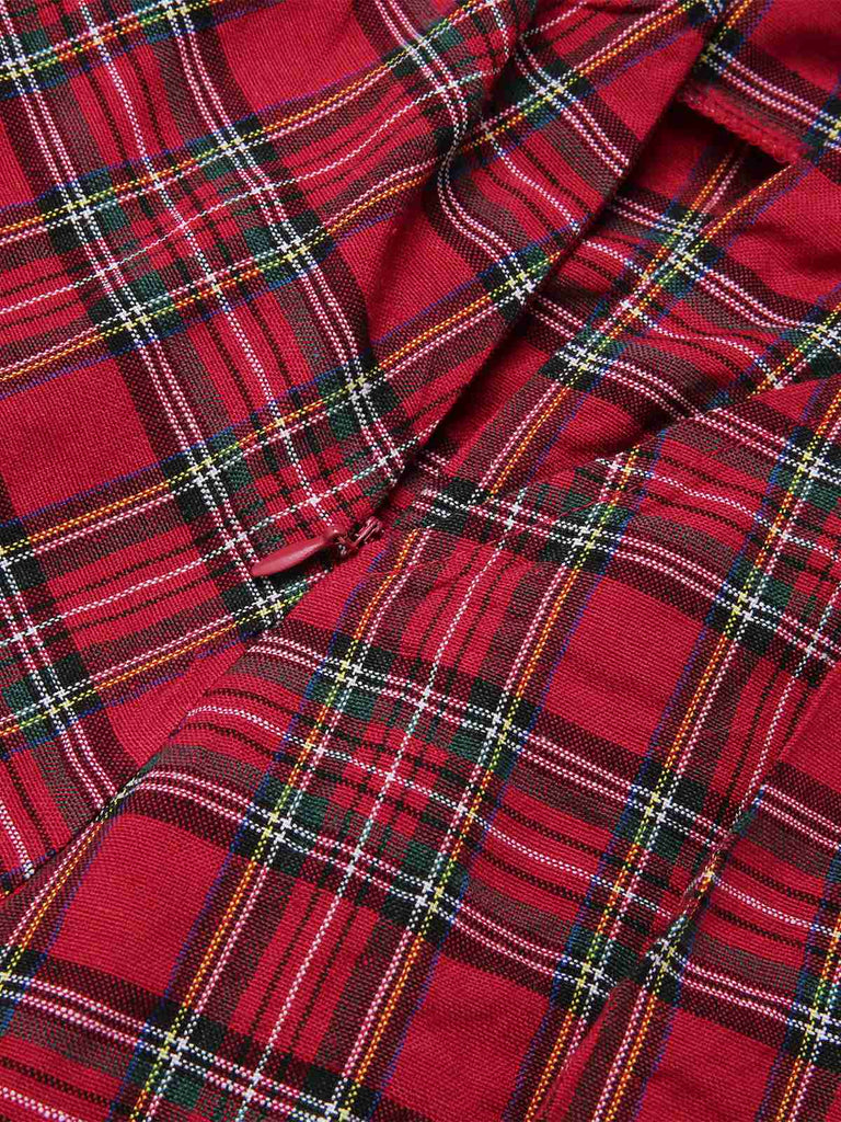 [Pre-Sale] Red 1950s Scottish Plaid Pleated Skirt