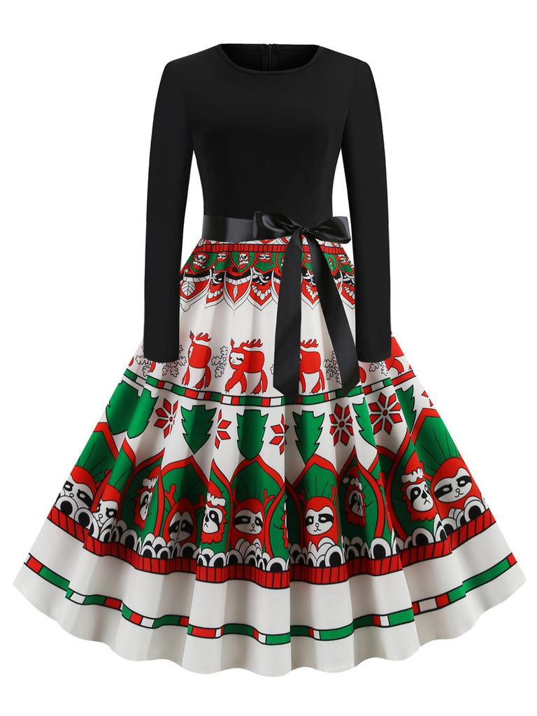 1950s Christmas Patchwork Swing Dress