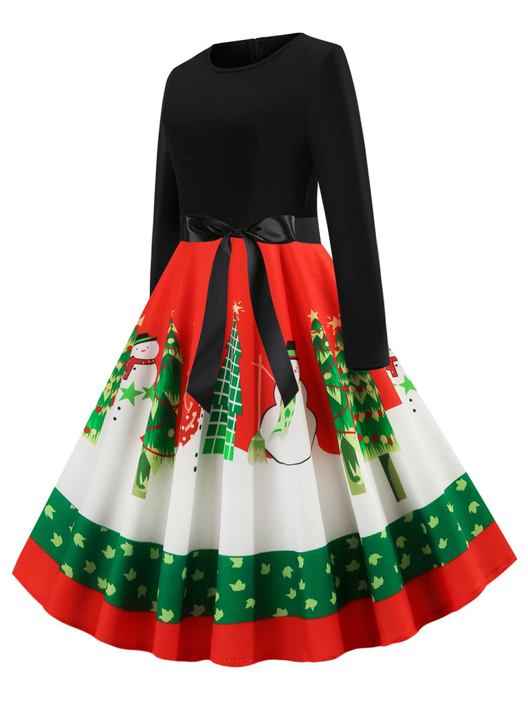 1950s Christmas Patchwork Swing Dress