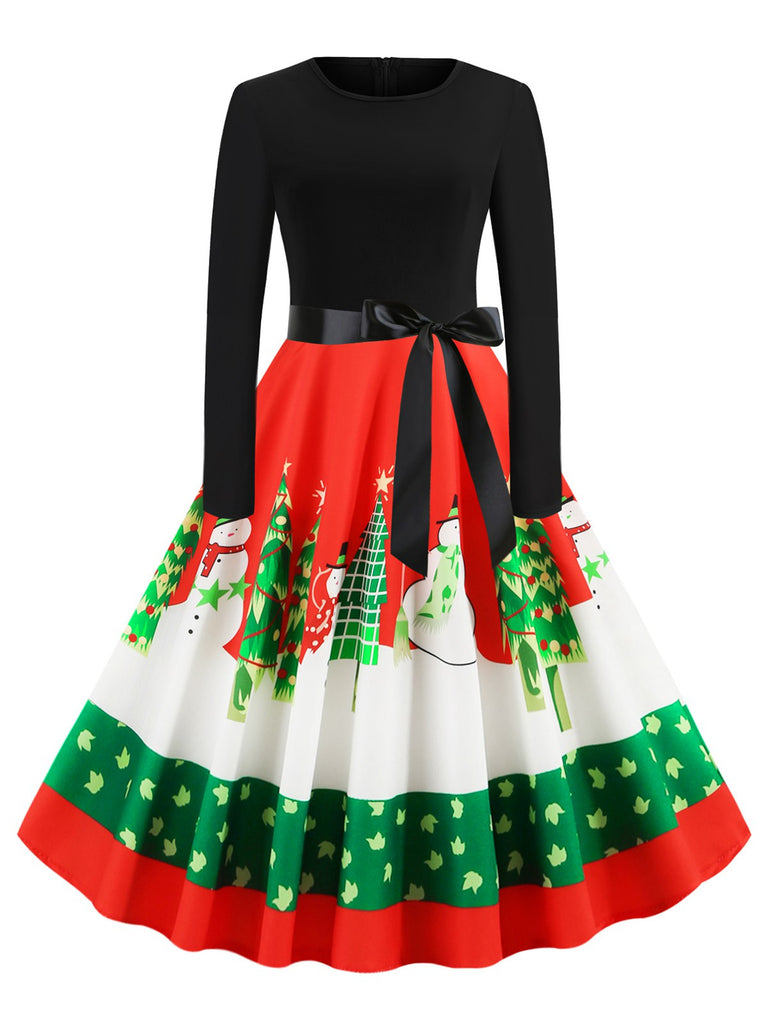 1950s Christmas Patchwork Swing Dress