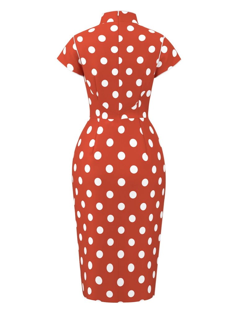 [Pre-Sale] Red 1960s Christmas Polka Dots Pencil Dress