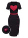 Black 1960s Heart Neck Button Slit Dress