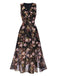 [Pre-Sale] Black 1930s V-Neck Floral Ruffles Maxi Sleeveless Dress