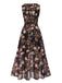 [Pre-Sale] Black 1930s V-Neck Floral Ruffles Maxi Sleeveless Dress