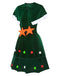 Green 1940s Christmas Velvet Dress With Cape