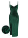 Green 1960s Slit Suspender Velvet Dress