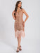 1920s V-Neck Symmetrical Pattern Tassel Sequined Dress