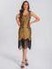 1920s V-Neck Symmetrical Pattern Tassel Sequined Dress