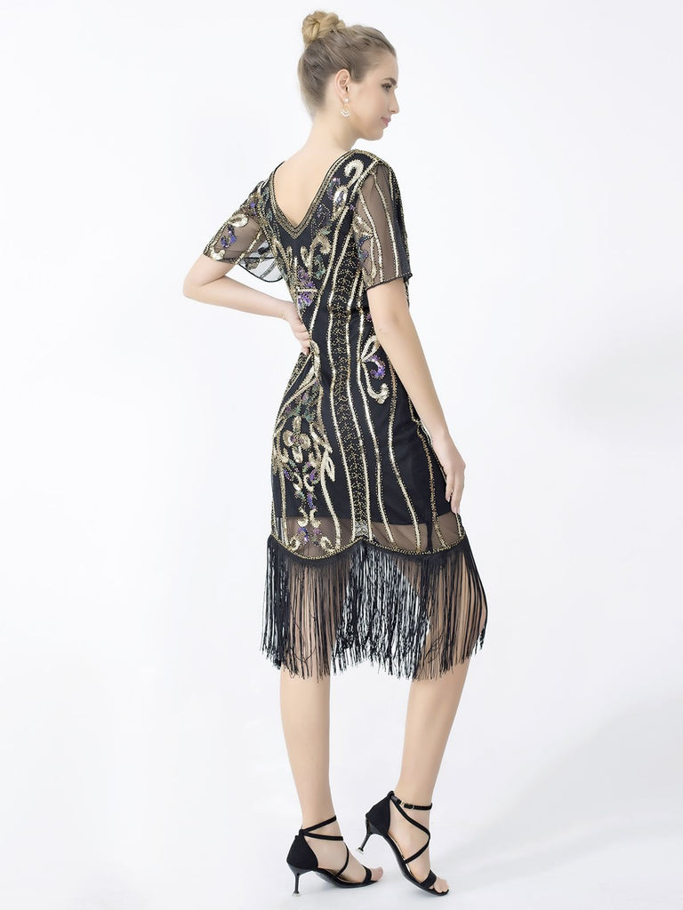 1920s Fringe Sequin Flapper Dress