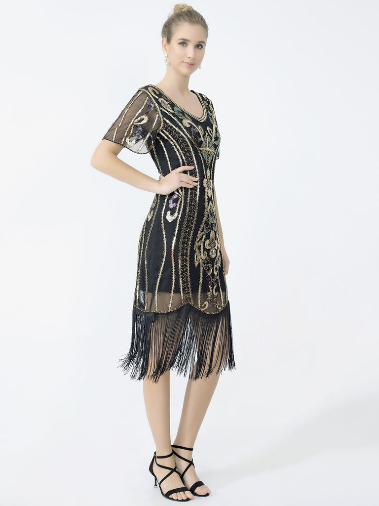 1920s Fringe Sequin Flapper Dress