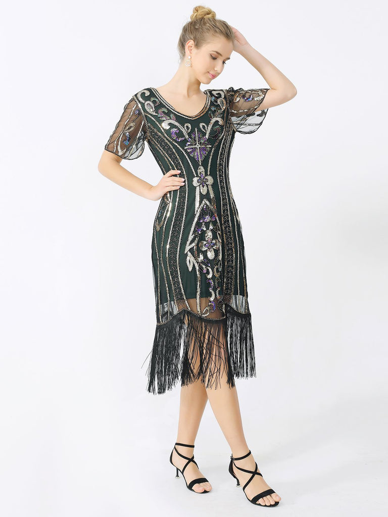 1920s Fringe Sequin Flapper Dress