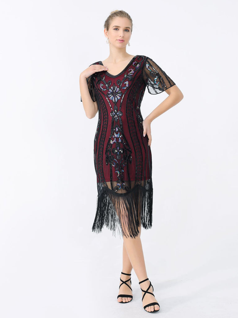 1920s Fringe Sequin Flapper Dress